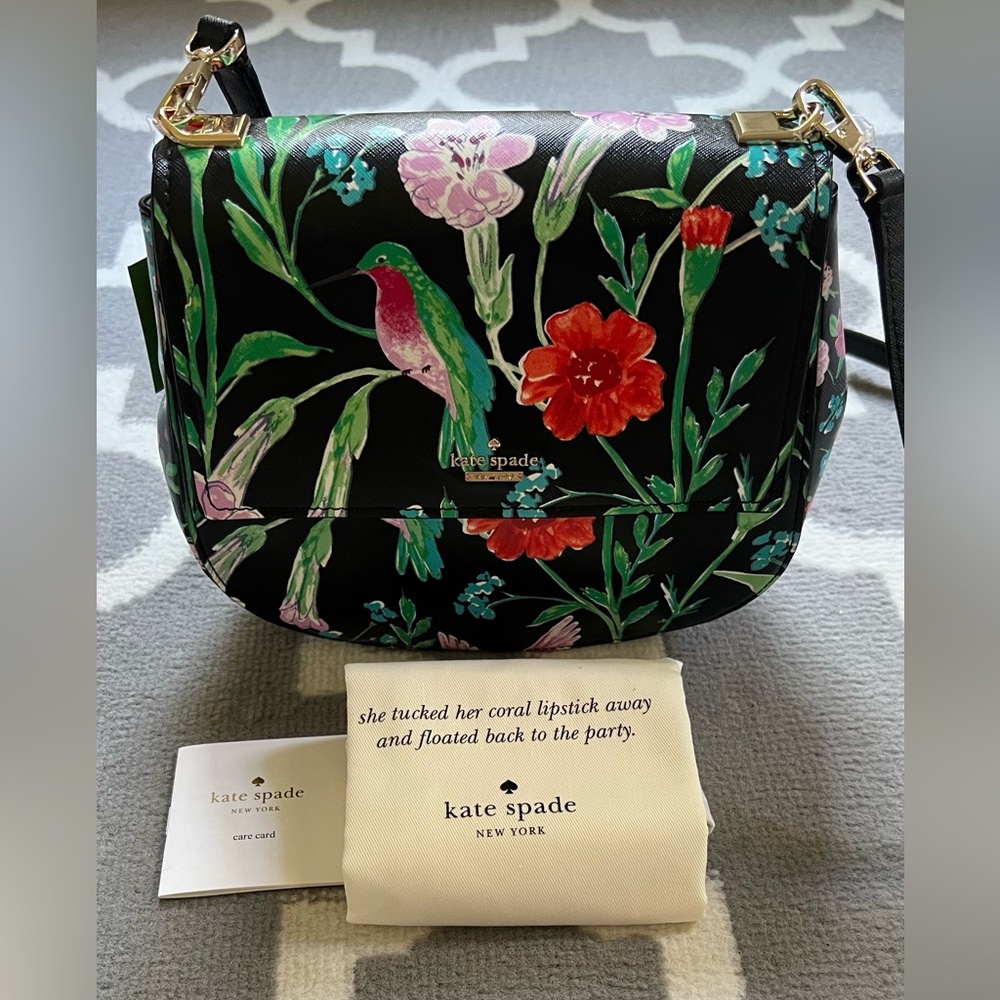 Kate Spade Cameron Street Jardin Byrdie Floral Hummingbird Crossbody Bag
